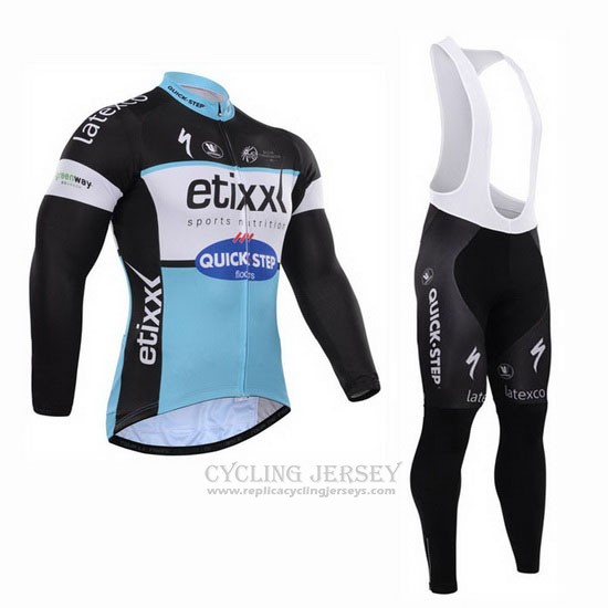 2015 Cycling Jersey Etixx Quick Step Black and White Long Sleeve and Bib Tight